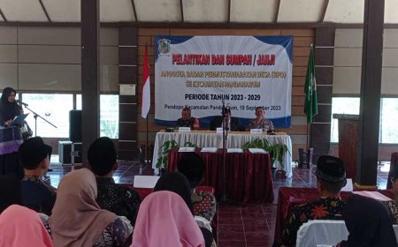 BABINSA MENGHADIRI PELANTIKAN DAN PENGAMBILAN SUMPAH ANGGOTA BPD TERPILIH DAN PERGANTIAN ANTARA WAKTU